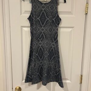 H&M Navy and White Geometric Midi Dress